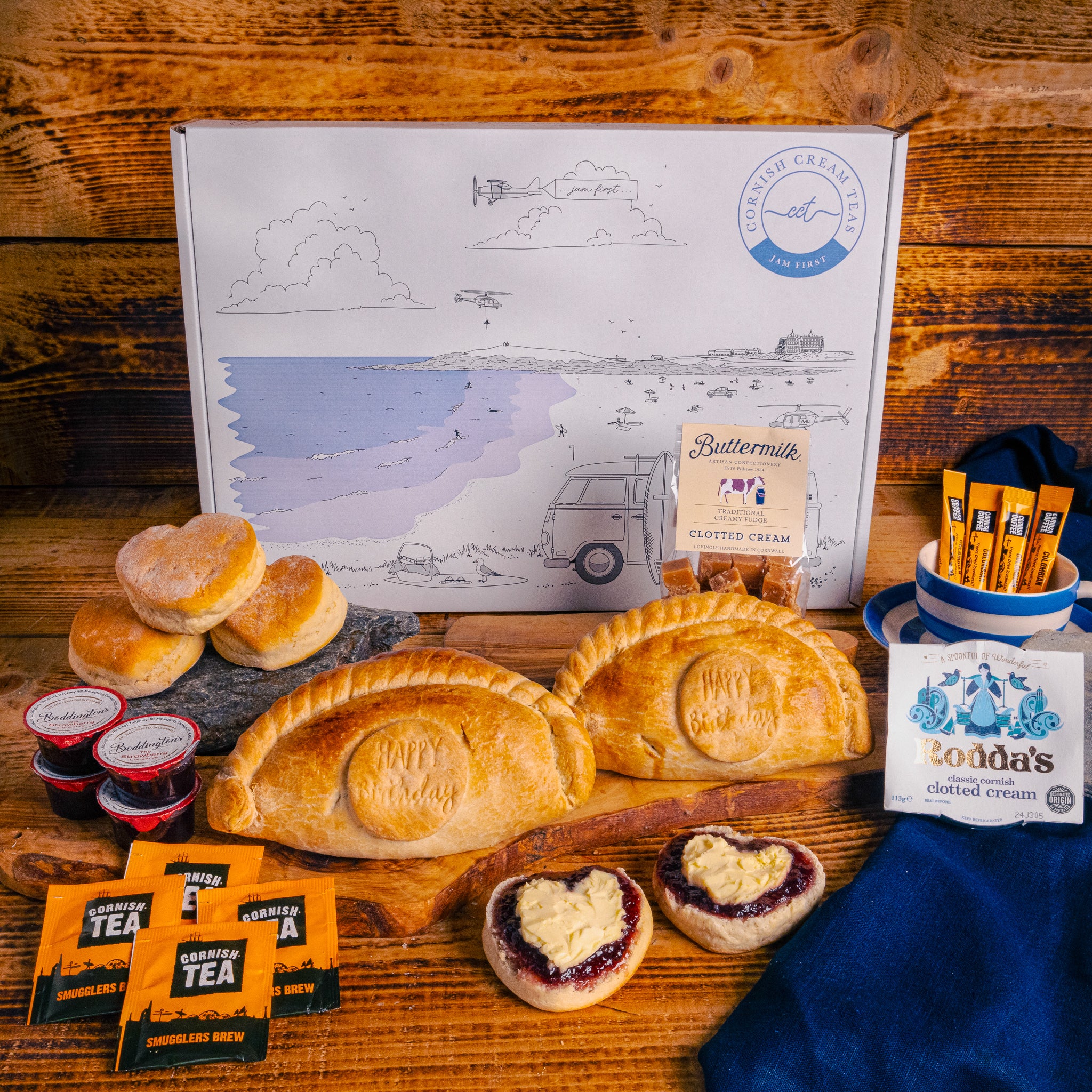 The Large Happy Birthday Pasty & Cream Tea Box – Cornish Cream Teas