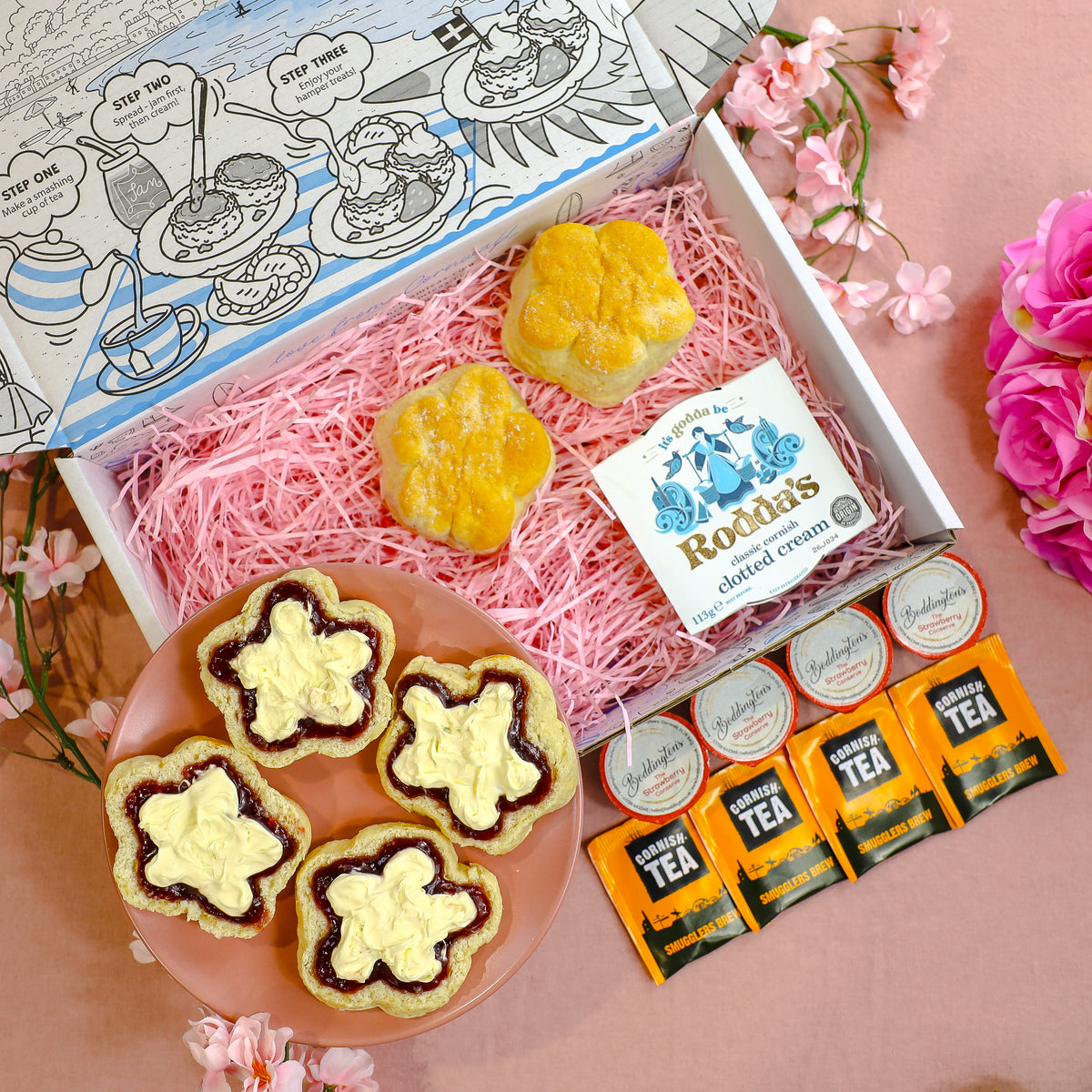 Mini Cream Tea The Flower Scone Cream Tea – Cornish Cream Teas
