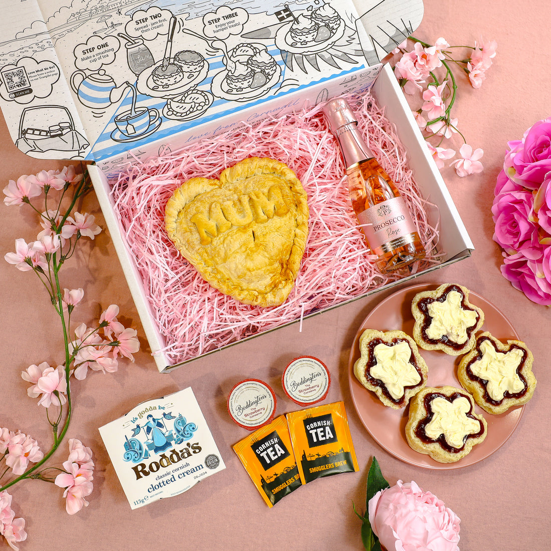 The Mums Heart & Fizz Box – Cornish Cream Teas